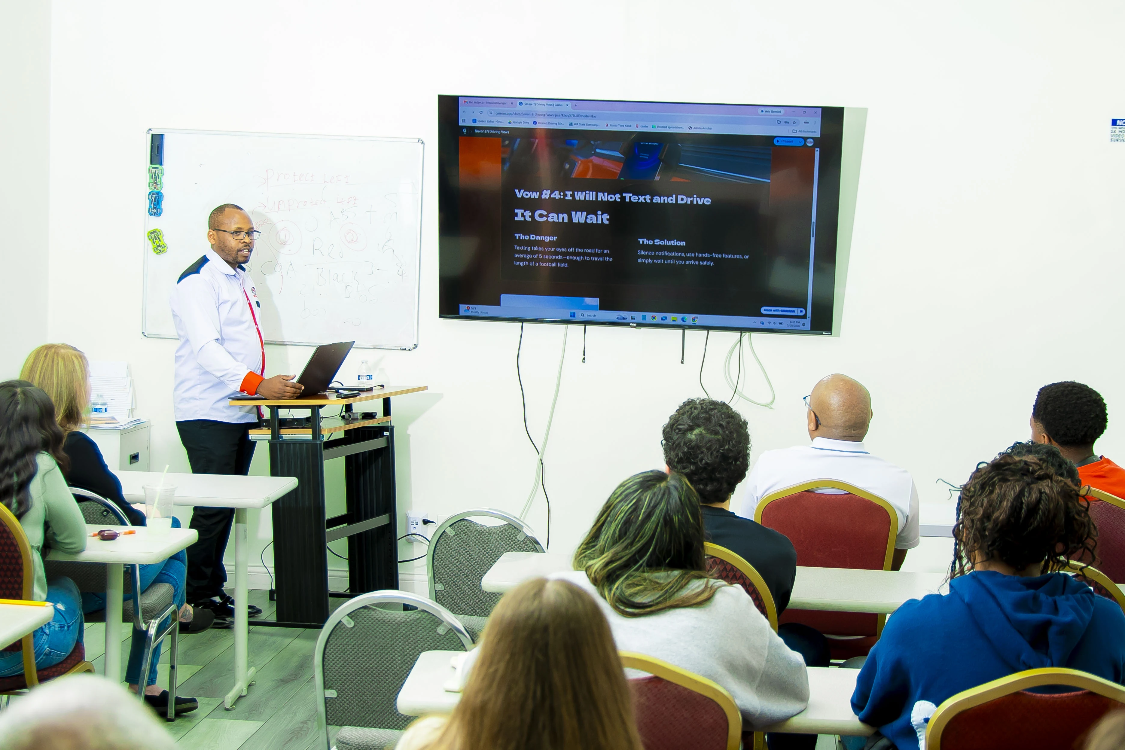 Students attending a group training session